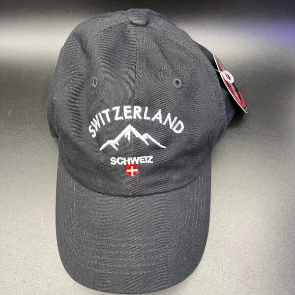 Ethos Switzerland Adjustable Cap Hat Black OS Tourist Souvenir Hat NWT - Picture 4 of 12